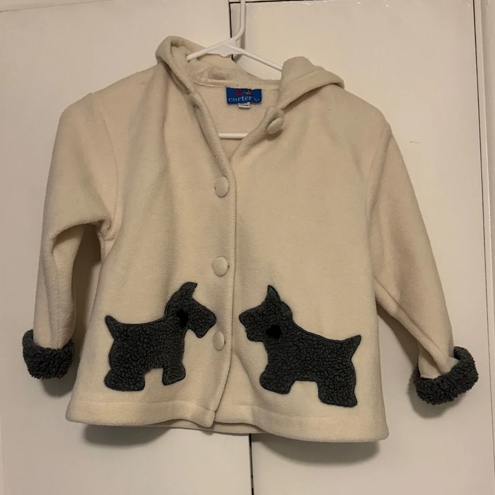 Carter's Cream Jacket with Gray Scottie Dog Accents